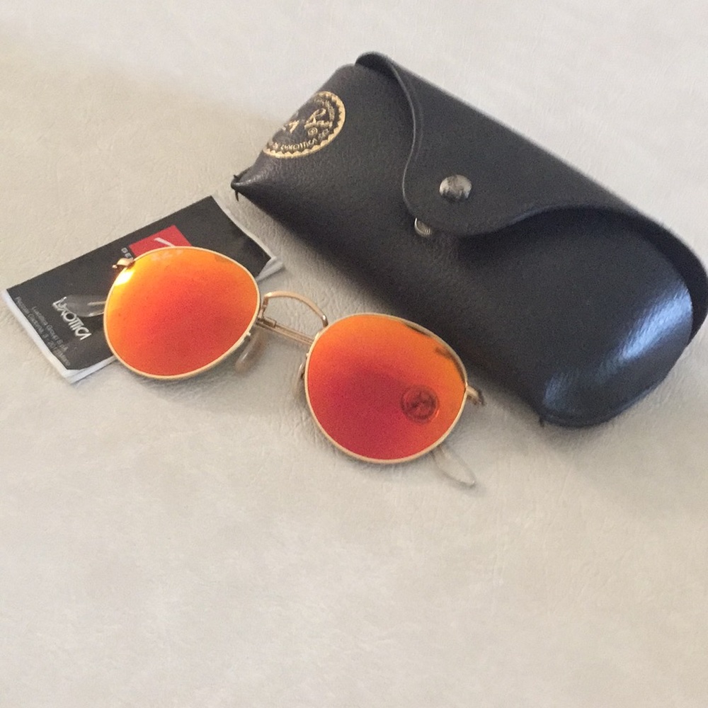 Orange mirrored ray bans